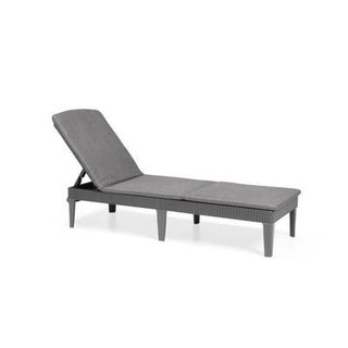 Bain de soleil avec coussin coloris gris fonce - imitation rotin tresse - ALLIBERT by KETER - 4 positions - JAIPUR
