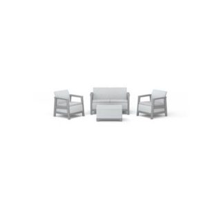 Salon de jardin Keter Scandi Linea 4 places 2 canapés et table de rangement gris clair