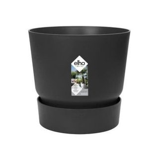 ELHO Pot de fleurs rond Greenville 30 - Extérieur - 29,5 x H 27,8 cm - Vivre noir