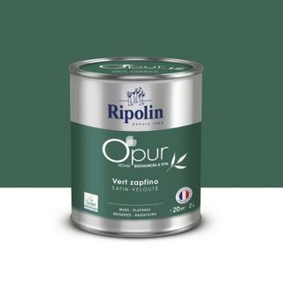 Peinture murs, boiseries et radiateurs vert zapfino satin velouté Ripolin O'pur 2 L