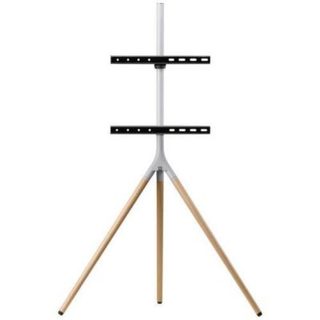 Pied TV trépied One For All 32"-65" chêne et gris argent, compatible VESA 200x100 à 400x400