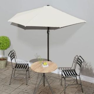vidaXL Parasol Extérieur Mât Aluminium 270x144 cm Sable Jardin Terrasse Patio 44587