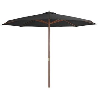 vidaXL Parasol d'Extérieur avec Mât en Bois, Pare-soleil de Patio, Abri de Soleil, Parasol de Plage Jardin Terrasse Balcon, 44529