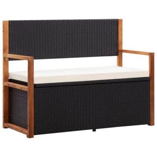 vidaXL Banc de jardin 115 cm Résine tressée et bois d'acacia Noir 46010