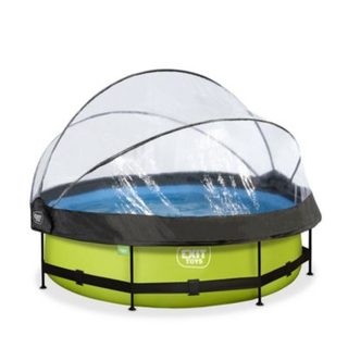 Piscine EXIT Lime D300x76cm avec pompe filtrante et dôme vert