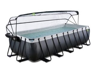 Piscine tubulaire Black Leather rectangulaire 5,40 x 2,50 x 1,22 m avec dôme - Exit Toys