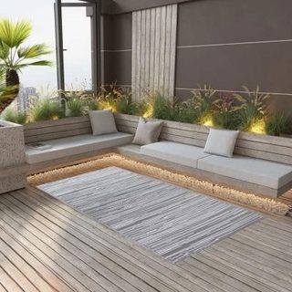 vidaXL Tapis d'Extérieur Tapis d'Entrée Tapis Décoratif Salon Salle de Séjour Balcon Patio Terrasse Maison Intérieur Gris 310437
