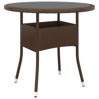Table de jardin 80x75 cm Verre trempé/résine tressée Marron vidaXL