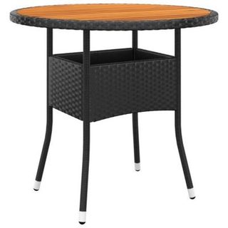 Table de jardin 80x75 cm Résine tressée et bois d'acacia Noir vidaXL