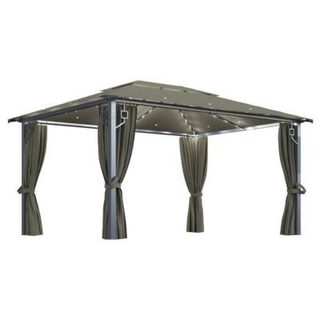 vidaXL Tonnelle avec rideau et lumières LED 4x3 m Taupe Aluminium 3070337