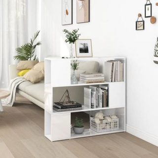 Vidaxl Bibliothèque-Séparateur de pièce Blanc brillant 100x24x94 cm