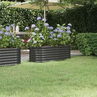 vidaXL Lit Surélevé de Jardin Pot à Fleurs Boîte à Plantes Lit Surélevé Patio Terrasse Extérieur Acier Enduit de Poudre 318866