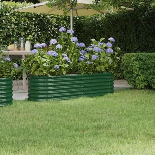 vidaXL Lit Surélevé de Jardin Pot à Fleurs Boîte à Plantes Lit Surélevé Patio Terrasse Extérieur Acier Enduit de Poudre 318868