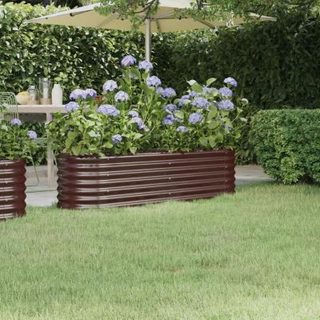 vidaXL Lit Surélevé de Jardin Pot à Fleurs Boîte à Plantes Lit Surélevé Patio Terrasse Extérieur Acier Enduit de Poudre 318870