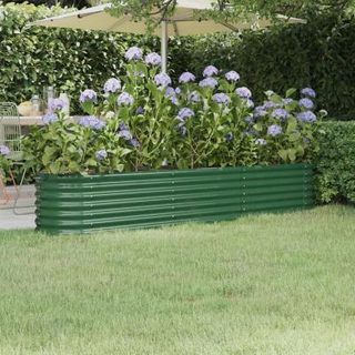vidaXL Lit Surélevé de Jardin Pot à Fleurs Boîte à Plantes Lit Surélevé Patio Terrasse Extérieur Acier Enduit de Poudre 318873