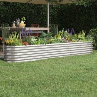vidaXL Lit Surélevé de Jardin Pot à Fleurs Boîte à Plantes Lit Surélevé Patio Terrasse Extérieur Acier Enduit de Poudre 318882