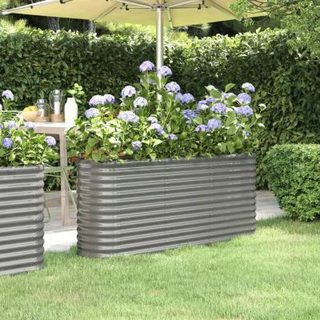vidaXL Lit Surélevé de Jardin Pot à Fleurs Boîte à Plantes Lit Surélevé Patio Terrasse Extérieur Acier Enduit de Poudre 318894