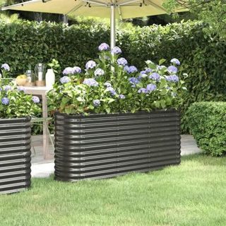 vidaXL Lit Surélevé de Jardin Pot à Fleurs Boîte à Plantes Lit Surélevé Patio Terrasse Extérieur Acier Enduit de Poudre 318896