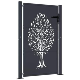 Portail de jardin anthracite 100x125 cm acier conception d'arbre vidaXL