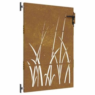 Portail de jardin 85x125 cm acier corten conception d'herbe vidaXL