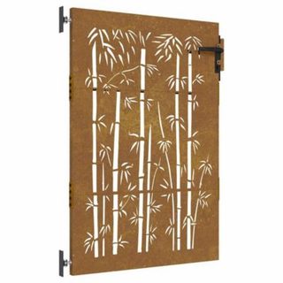 Portail de jardin 85x125 cm acier corten design de bambou vidaXL