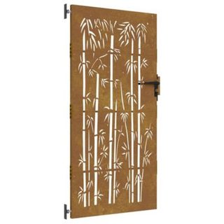 Portail de jardin 85x175 cm acier corten design de bambou vidaXL
