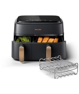Friteuse sans huile - PHILIPS - NA352/04 - 9L - Double panier - Écran tactile + Accessoires - Noir