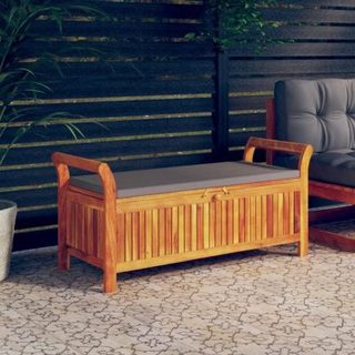 vidaXL Banc de rangement de jardin avec coussin 126 cm Bois d'acacia, mobilier de jardin, causeuse, siège de jardin, 319717