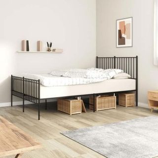 vidaXL Cadre de lit métal avec tête de lit-pied de lit noir 140x190 cm 350882
