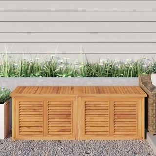 vidaXL Boîte de rangement jardin et sac 150x50x55 cm bois massif teck, boîte de rangement extérieure, boîte de couverture, 363272