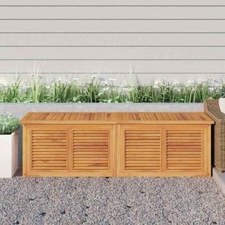 vidaXL Boîte de rangement jardin et sac 175x50x55 cm bois massif teck, boîte de rangement extérieure, boîte de couverture, 363273