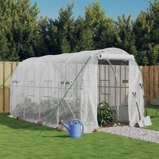 vidaXL Serre avec cadre en acier blanc 8 m2 4x2x2 m, polytunnel, serre à cadre froid, serre pour tomate, serre de jardin, 3188028