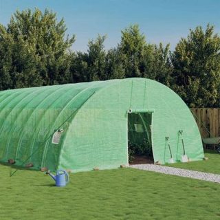 vidaXL Serre avec cadre en acier vert 72 m2 12x6x2,85 m, polytunnel, serre à cadre froid, serre pour tomate, serre de 3188109