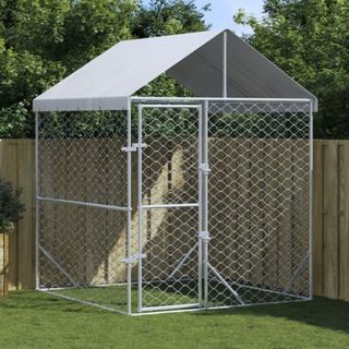 Chenil d extérieur pour chiens avec toit argenté 2x2x2,5 m