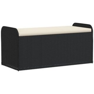 Banc de rangement avec coussin noir 115x51x52 cm résine tressée vidaXL
