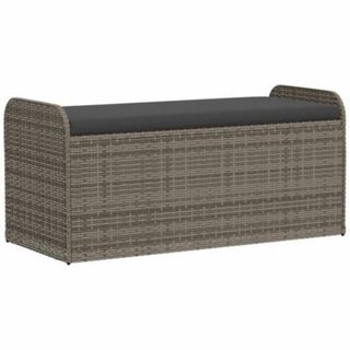 Banc de rangement avec coussin gris 115x51x52 cm résine tressée vidaXL