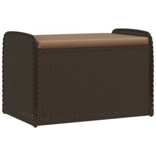 Banc de rangement et coussin marron 80x51x52 cm résine tressée vidaXL