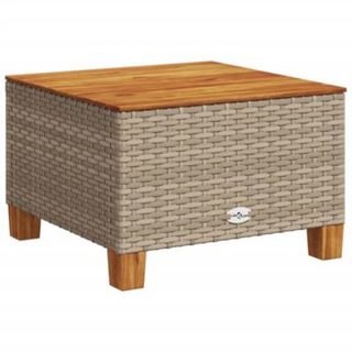 Vidaxl Table de jardin beige 55x55x36 cm résine tressée et bois acacia
