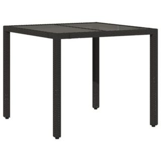 Table de jardin dessus en verre Noir 90x90x75 cm Résine tressée vidaXL