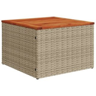 Table de jardin beige 55x55x37 cm résine tressée et bois acacia vidaXL