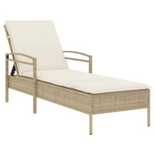 Chaise longue avec coussin beige 63x200x81 cm résine tressée vidaXL