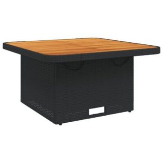Table de jardin noir 80x80x71 cm résine tressée et bois acacia vidaXL