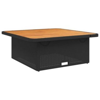 Table de jardin noir 110x110x71cm résine tressée et bois acacia vidaXL