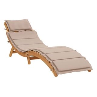 Chaise longue avec coussin bois d'Acacia (180x89x74 cm - Taupe)
