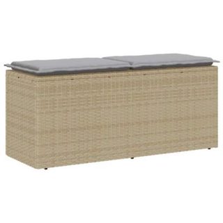 Banc de jardin avec coussin beige 110x40x44 cm résine tressée vidaXL