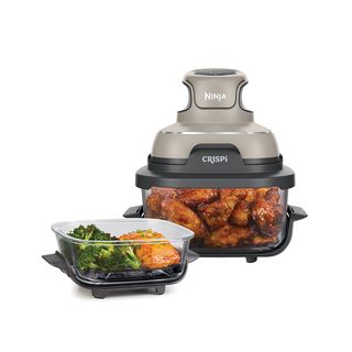 Friteuse sans huile portable NINJA - CRISPI - Récipients 1,4L et 3,8L - 4 programmes prédéfinis - 1400W - Beige