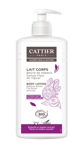Cattier Lait corps hydratant Beurre de babassu - Parfum Fleur de figuier - 500ml Bio