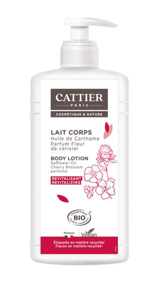 Cattier Lait corps revitalisant Huile de carthame - Parfum Fleur de cerisier - 500ml Bio
