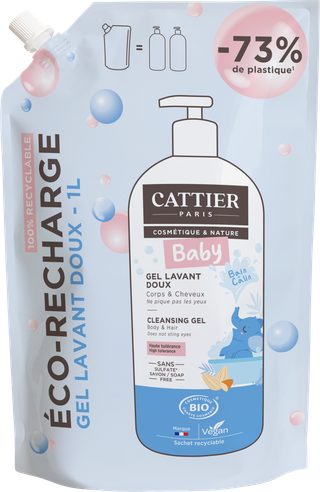 Cattier Recharge - Gel lavant doux bébé 1L Bio