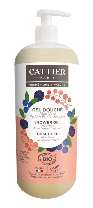 Cattier Gel douche sans sulfate 1L Parfum fruits des bois Bio
